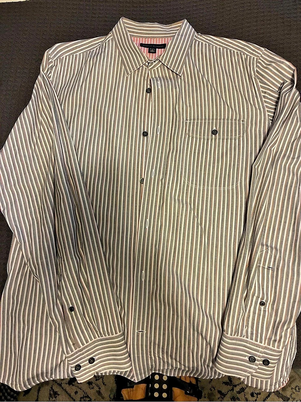 Banana Republic Striped Button Down Gray & Red Size 16-161⁄2 L